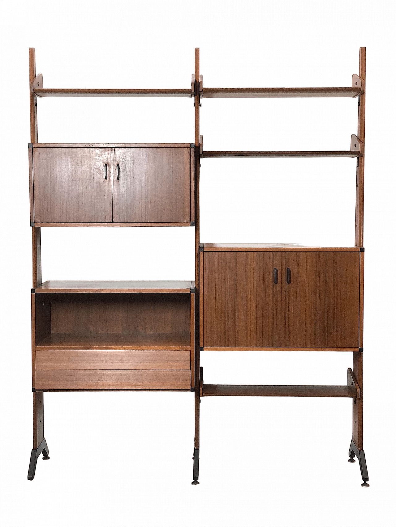 Modular teak and metal bookcase by Vittorio Dassi, 1960s 16