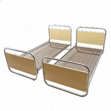 Pair of tubular steel beds in Bauhaus style, 1930s