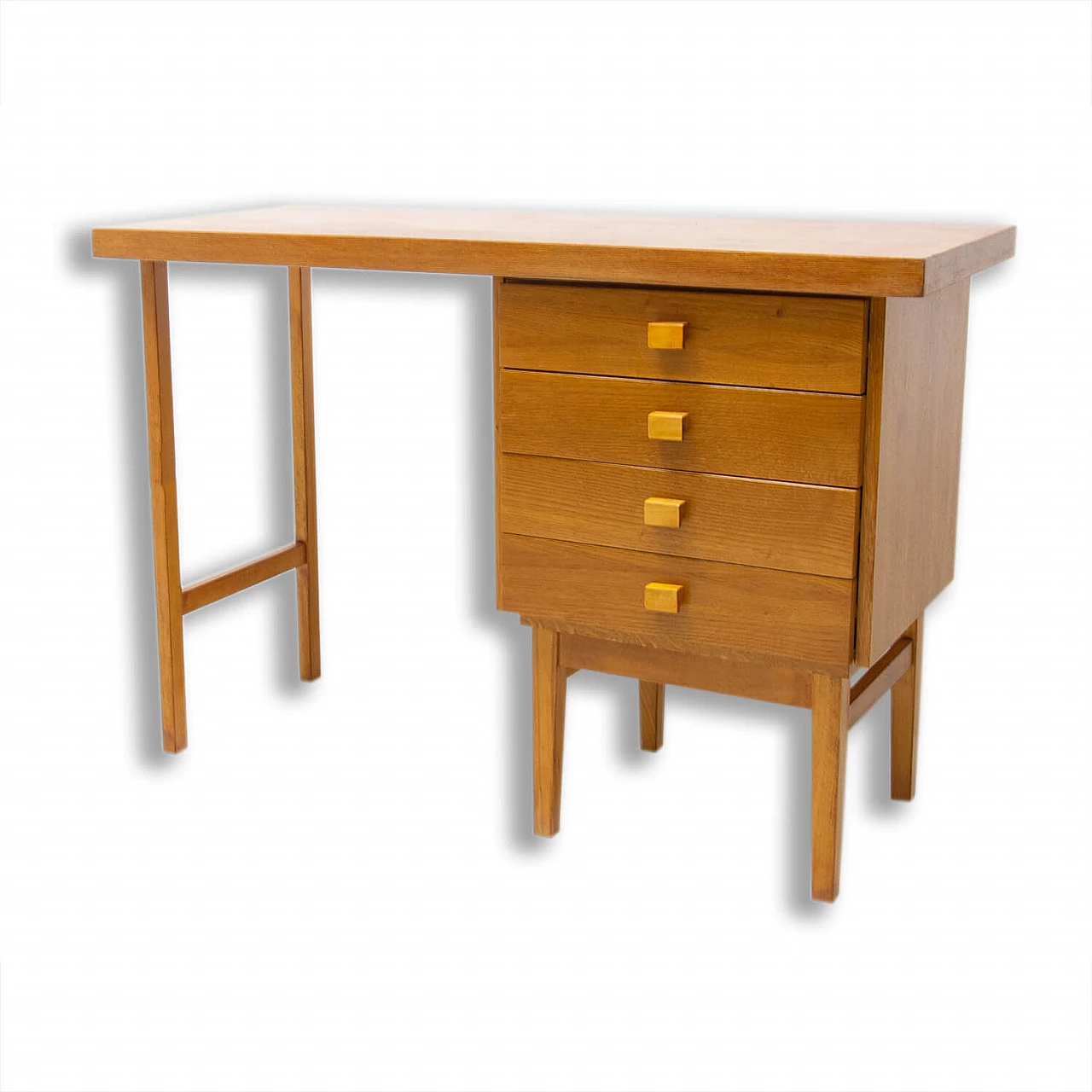 HIKOR beech desk with 4 drawers, 1980s 1