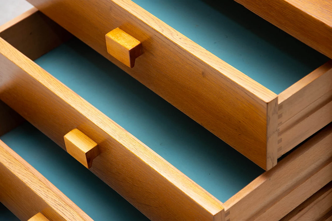 Scrivania in faggio di HIKOR con 4 cassetti, anni '80 9