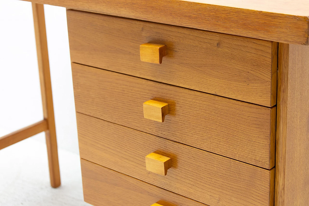 Scrivania in faggio di HIKOR con 4 cassetti, anni '80 10