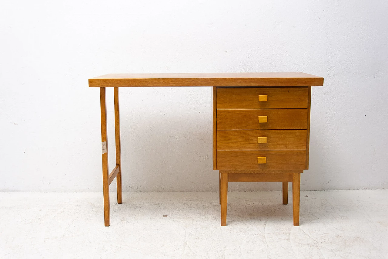 HIKOR beech desk with 4 drawers, 1980s 14