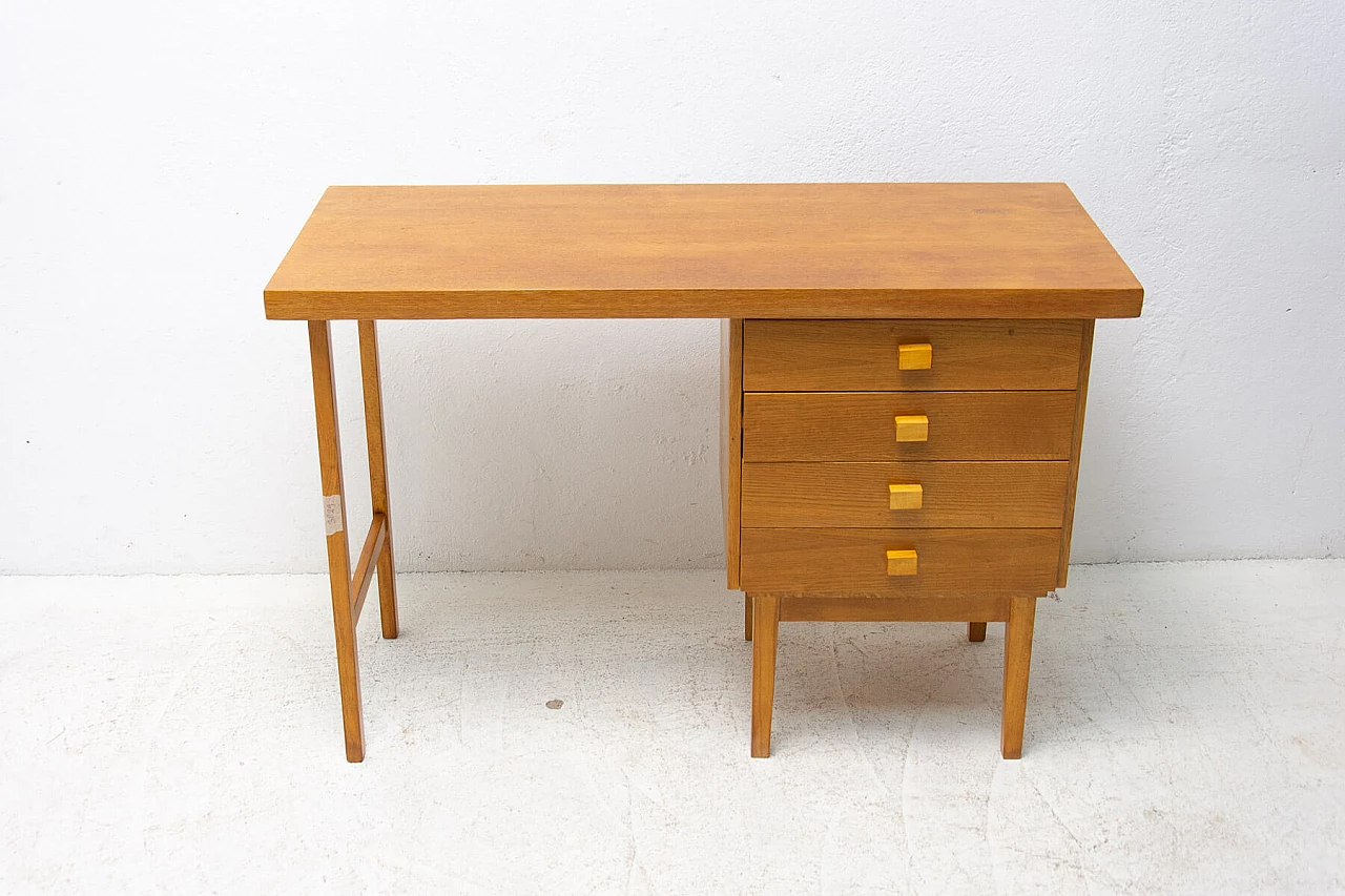 HIKOR beech desk with 4 drawers, 1980s 15