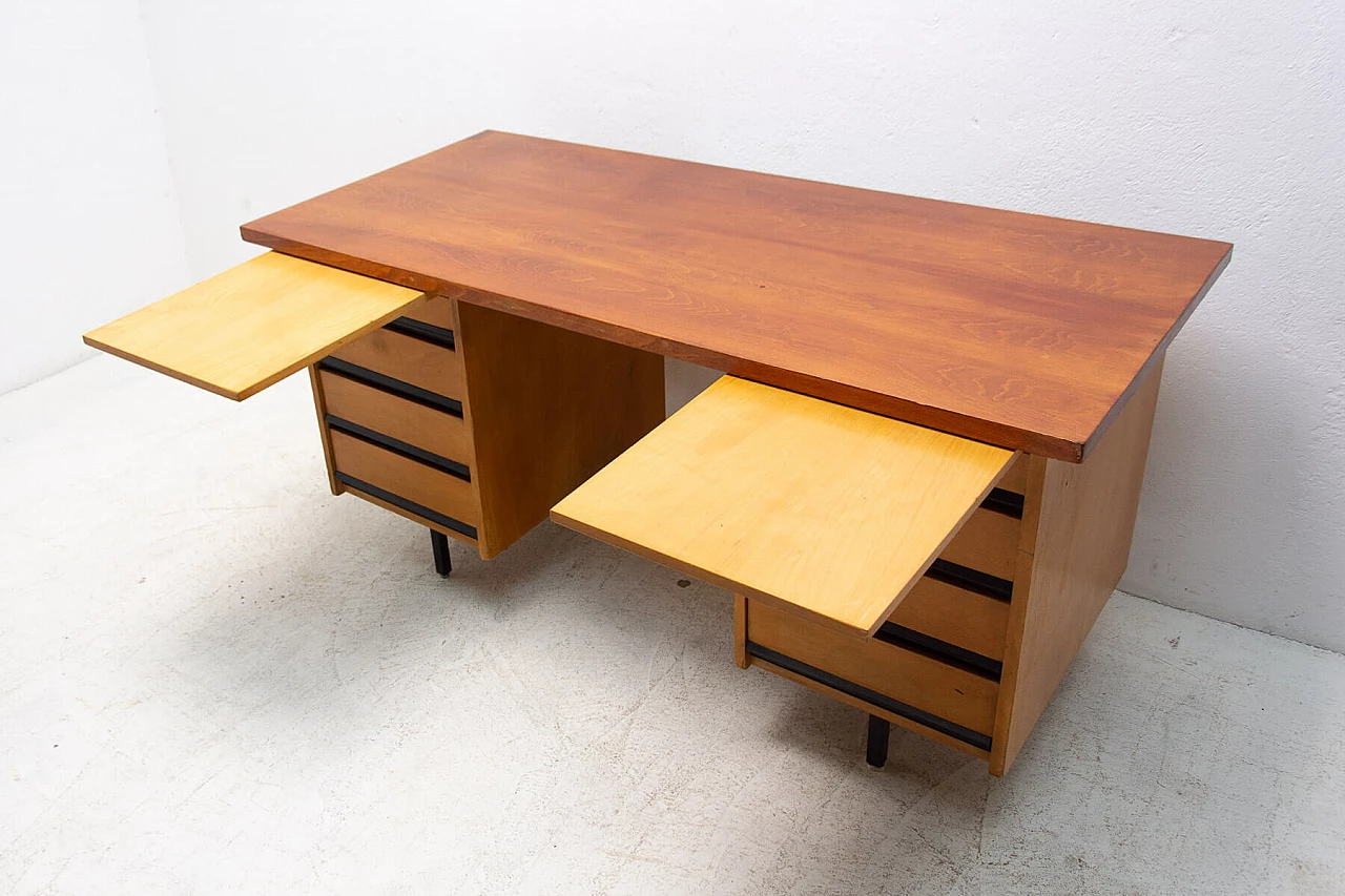 Beech and iron desk with drawers, 1970s 11