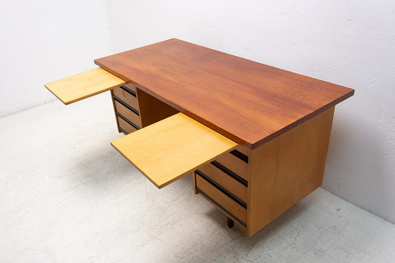 Beech and iron desk with drawers, 1970s 12