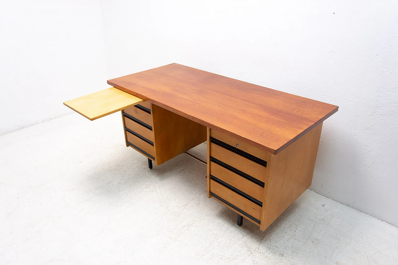 Beech and iron desk with drawers, 1970s 13