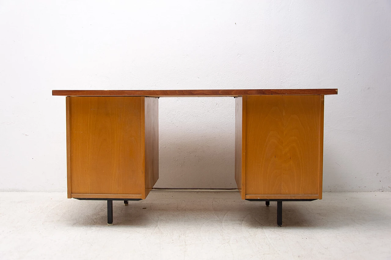 Beech and iron desk with drawers, 1970s 16