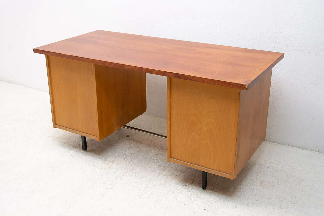Beech and iron desk with drawers, 1970s 18