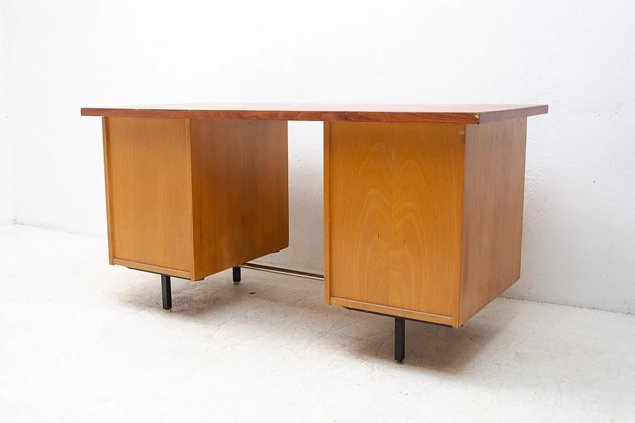 Beech and iron desk with drawers, 1970s 19