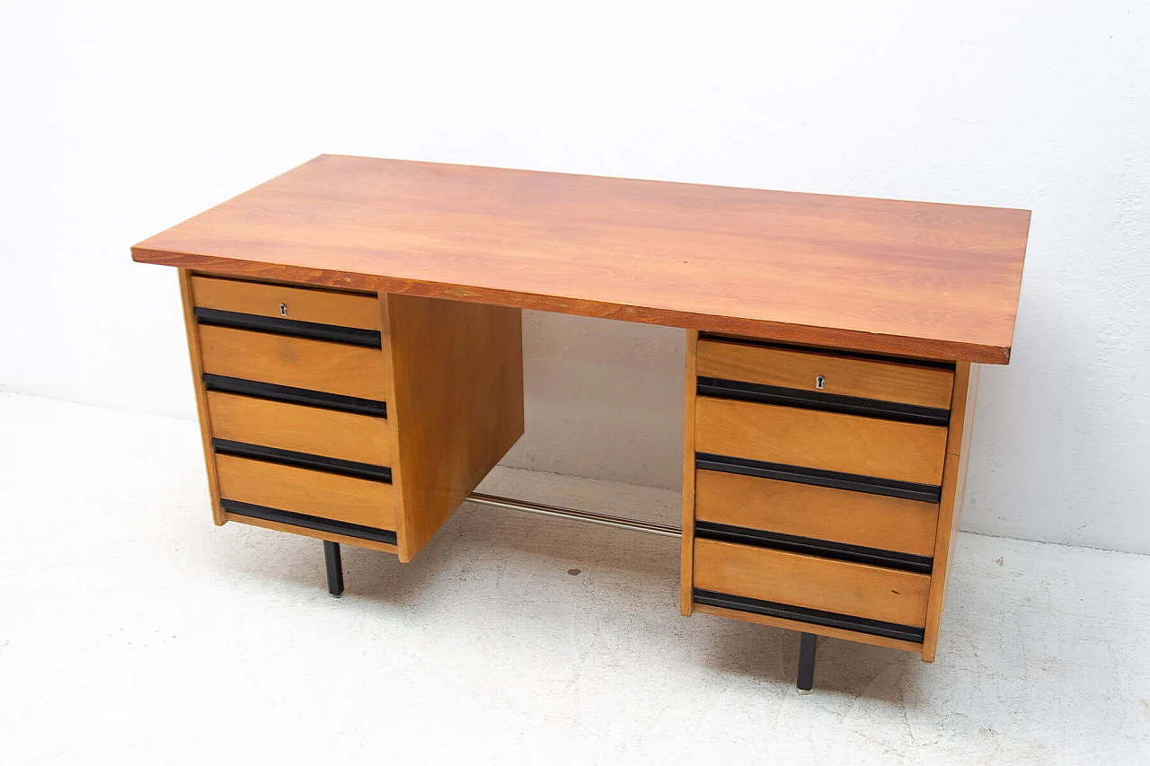 Beech and iron desk with drawers, 1970s 22