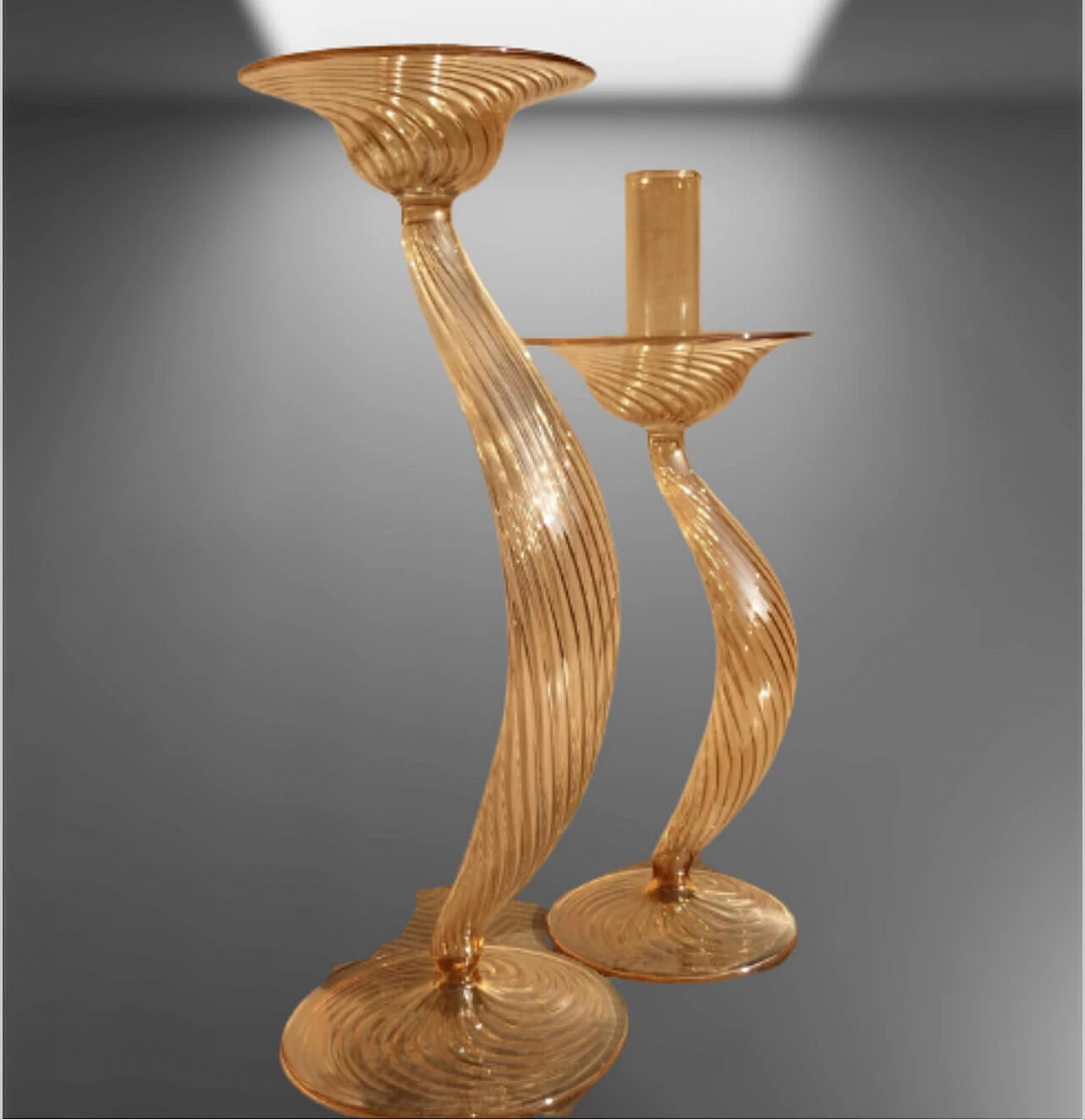 Coppia di candelabri in vetro La Murrina, anni '90 3
