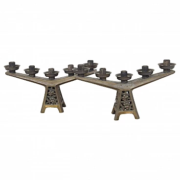 Pair of Art Nouveau bronze candelabra, early 20th century
