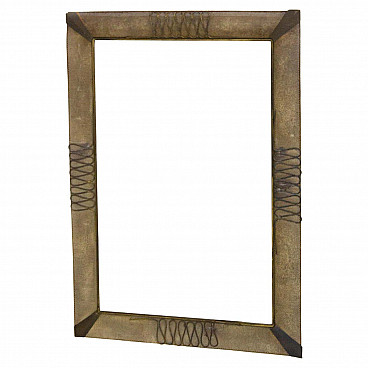 Bronze wall mirror with iron mesh by Paolo Buffa, 1950s