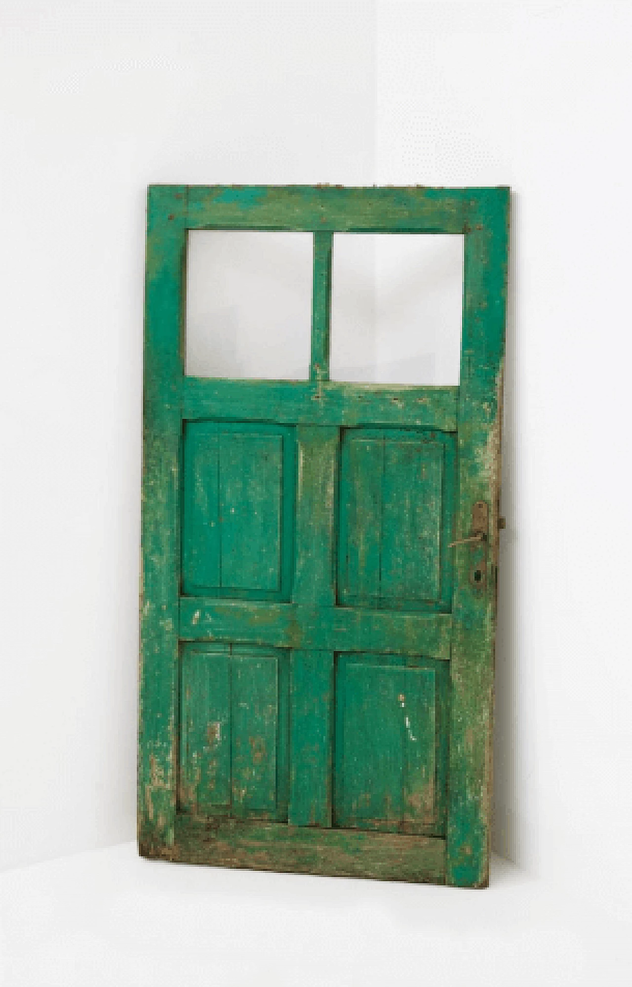 Green painted wooden door, 1960s 2