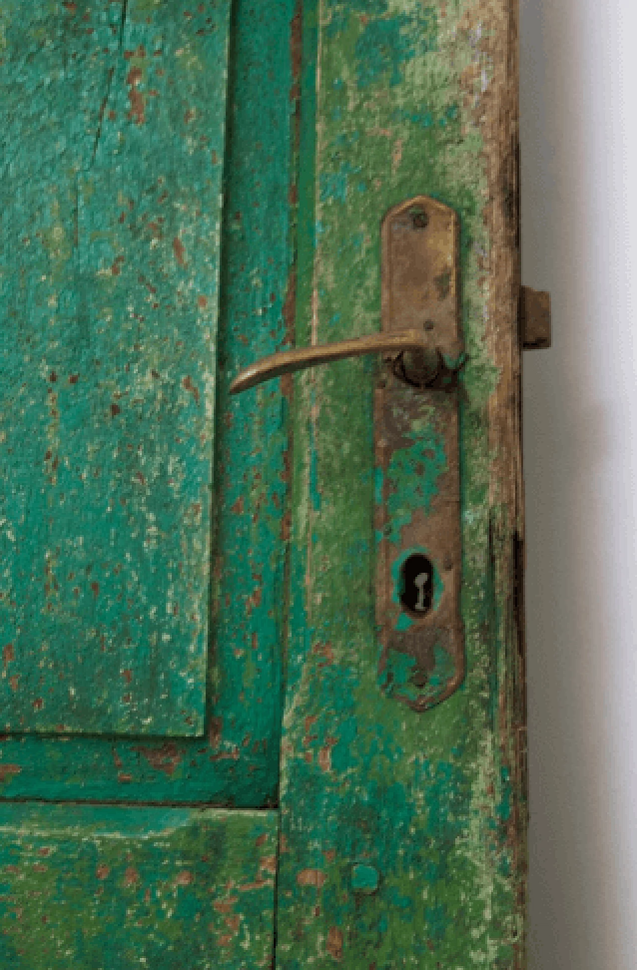 Green painted wooden door, 1960s 8