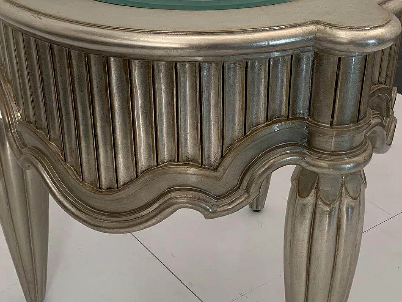 Silver-covered coffee table with glass top by Lam Lee Group, 1990s 6