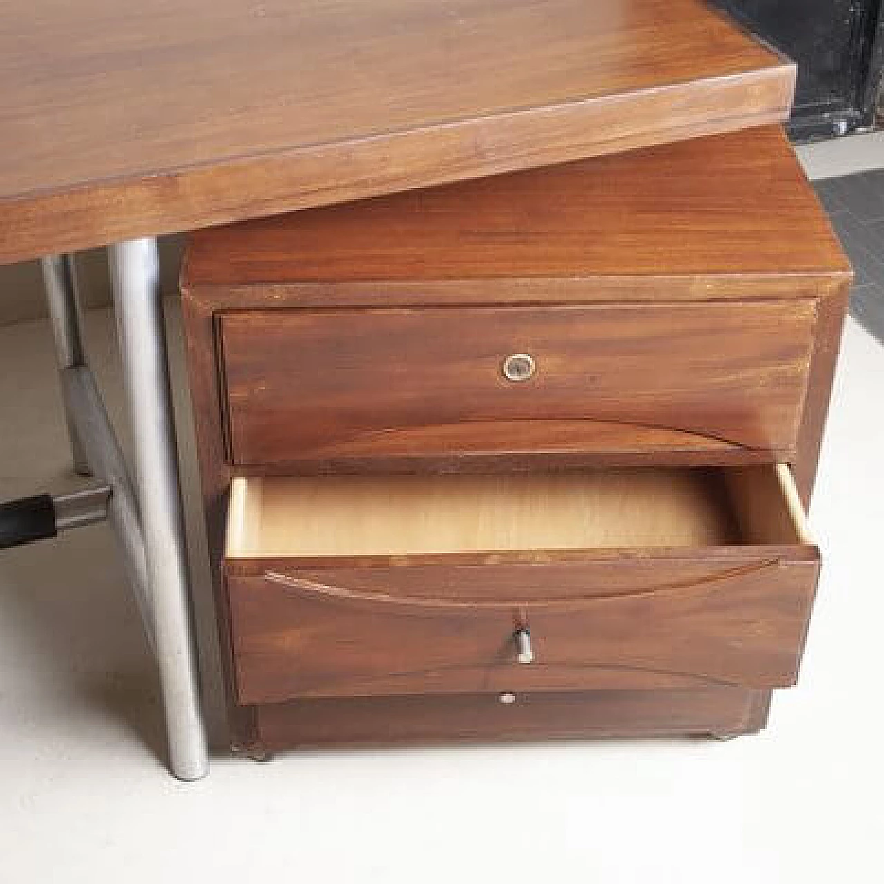 Walnut and metal desk with removable drawers, 1960s 11