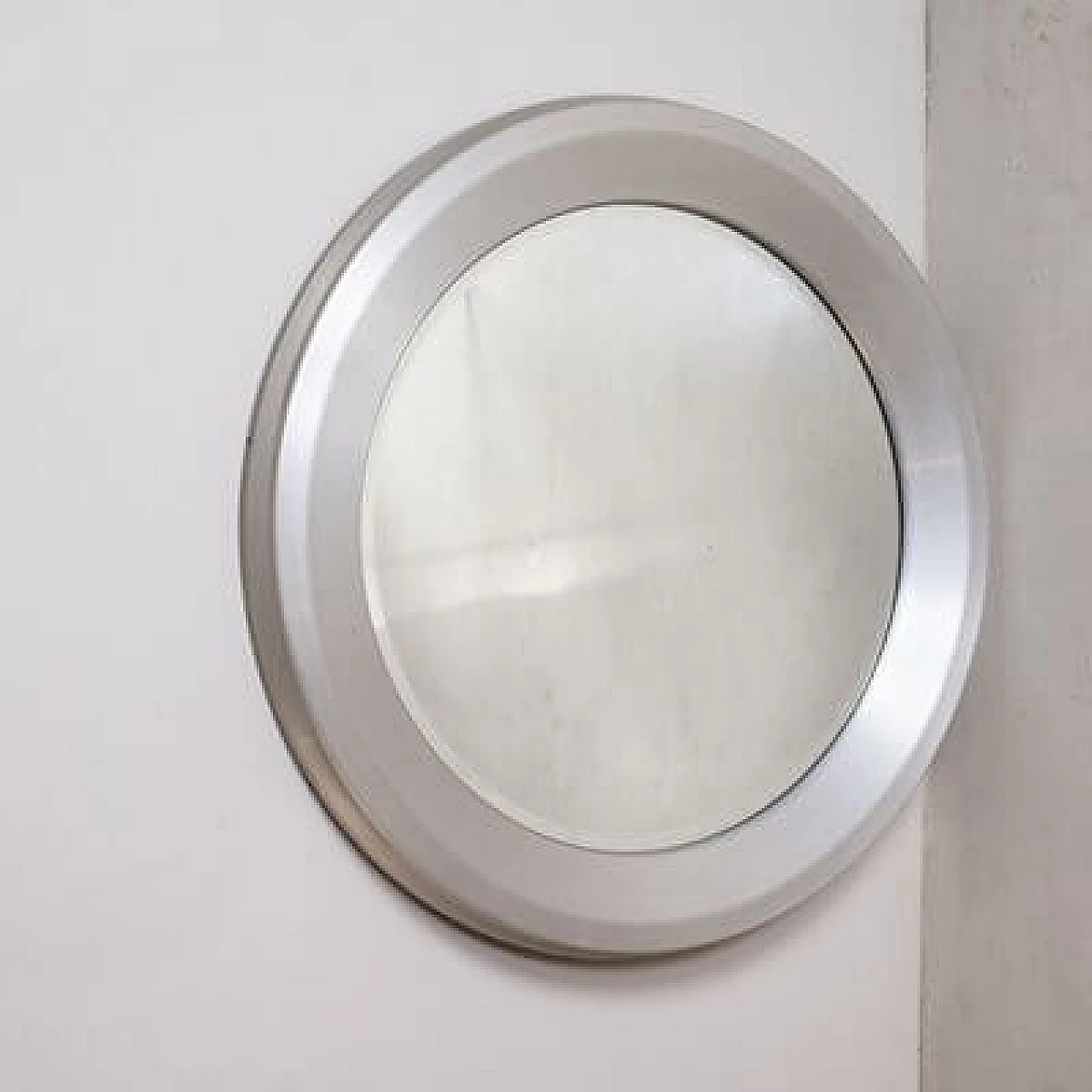 Round aluminum mirror by Sergio Mazza for Artemide, 1960s 1