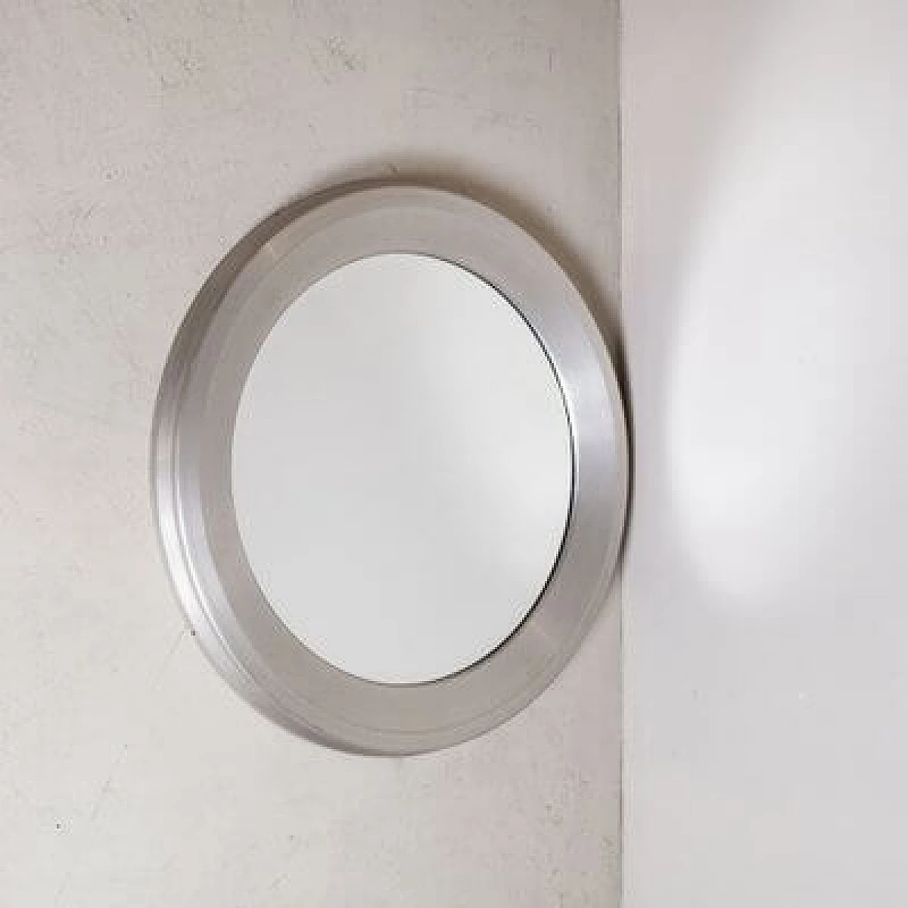 Round aluminum mirror by Sergio Mazza for Artemide, 1960s 2