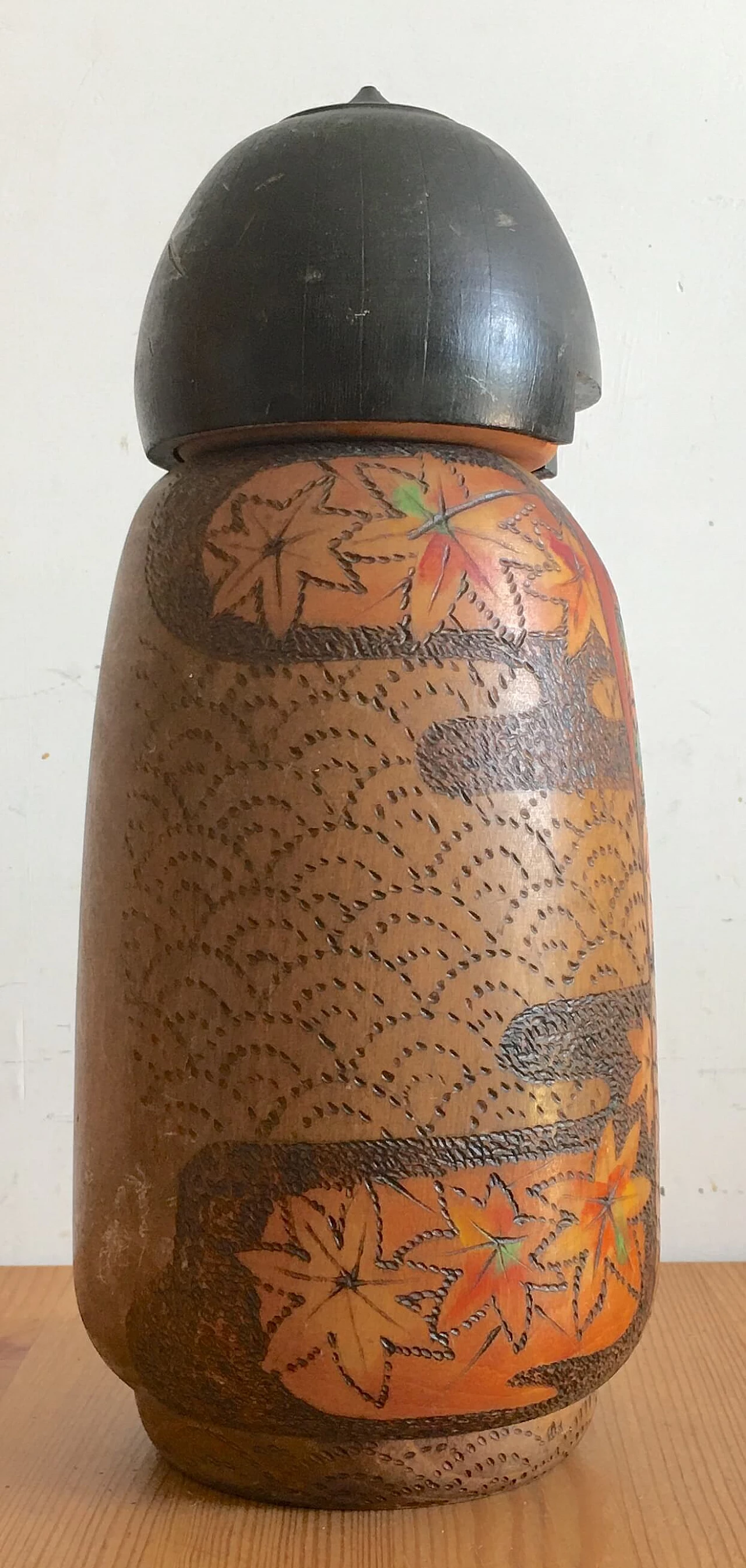Carved and painted wood kokeshi by Inosuke Kobayashi, 1981 2