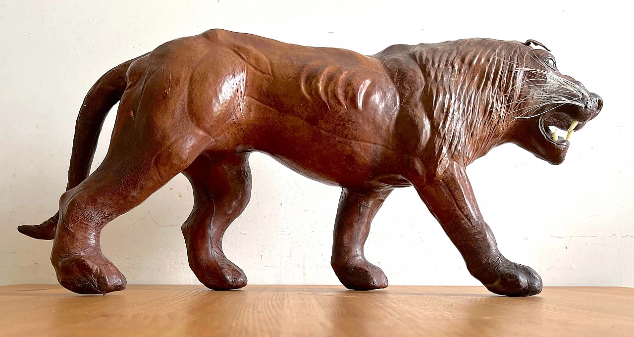 Leather sculpture of a lion, 1970s 1
