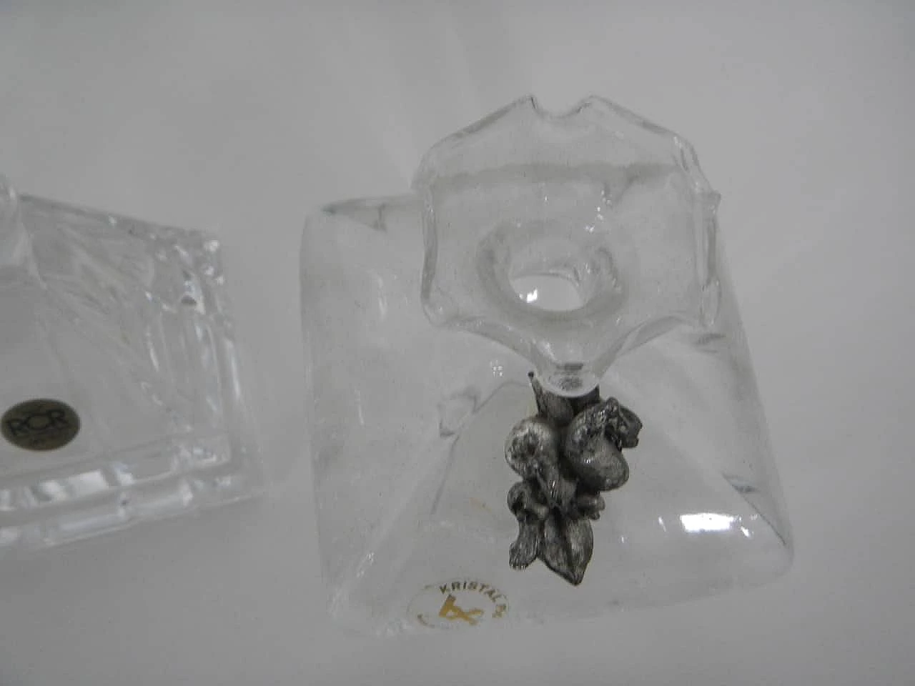 Coppia di boccette per profumo di RCR e vasetto in cristallo, anni '60 9