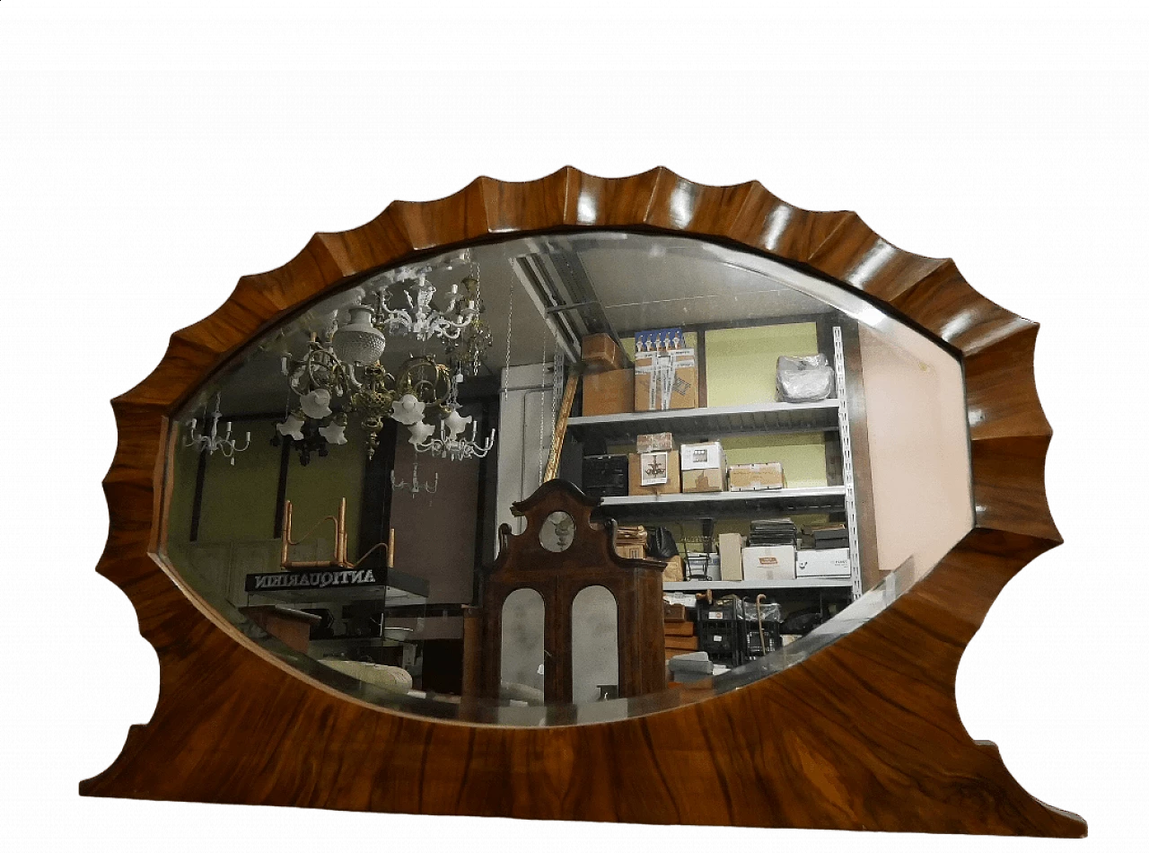 Walnut mirror with moulded frame, 1930s 11
