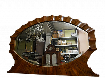 Walnut mirror with moulded frame, 1930s