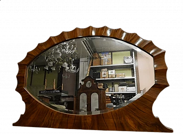 Walnut mirror with moulded frame, 1930s