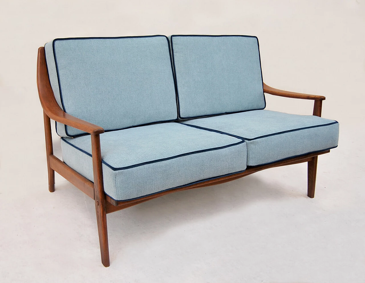 Scandinavian wood and cotton sofa, 1960s 1
