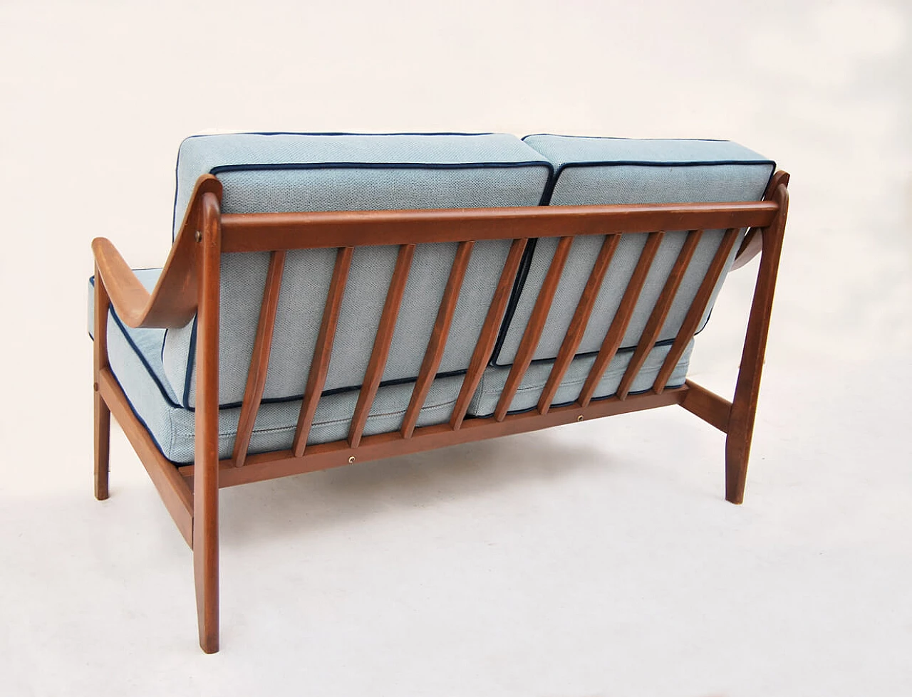 Scandinavian wood and cotton sofa, 1960s 3