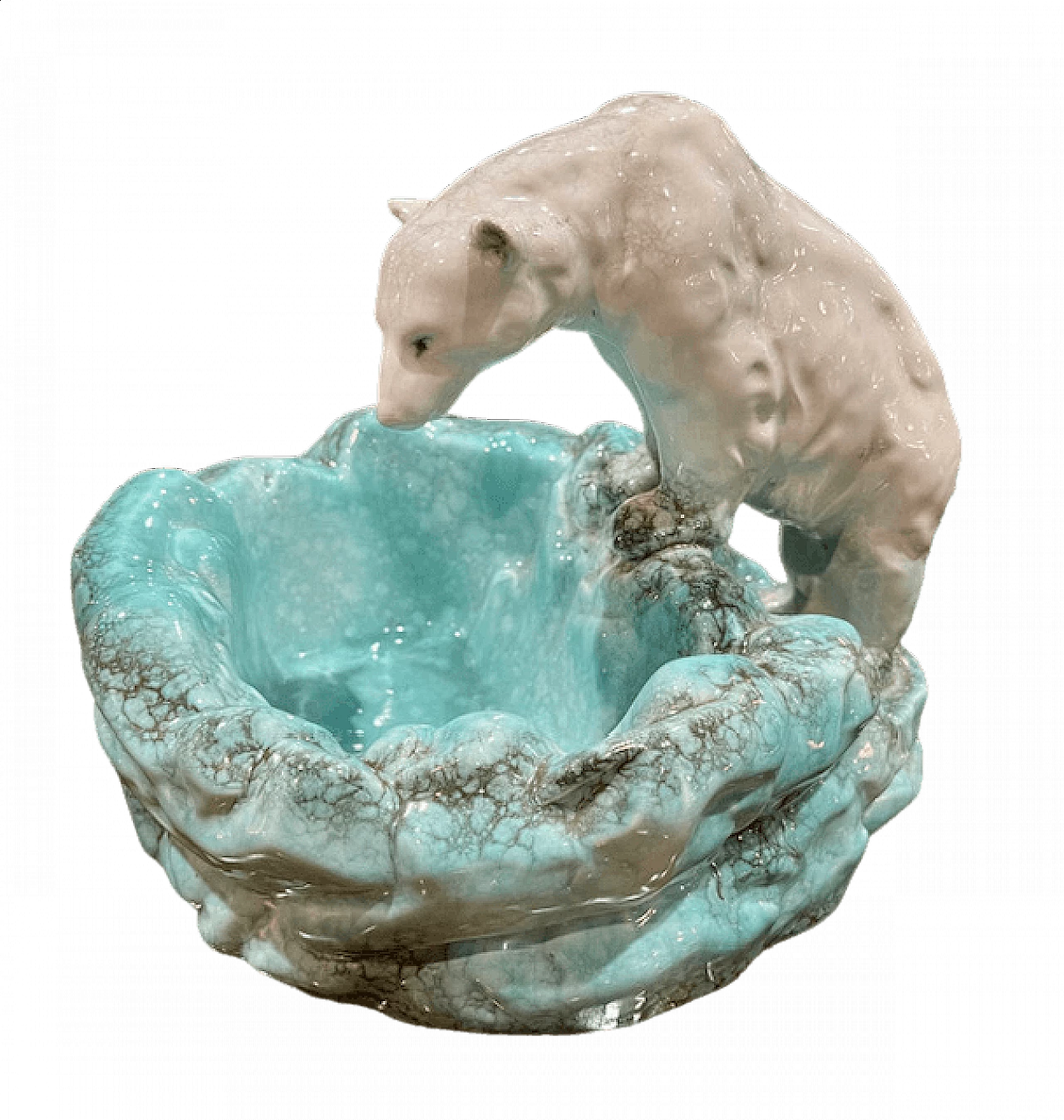 Porcelain sculpture of polar bear on iceberg by Ditmar Urbach, 1930s 13