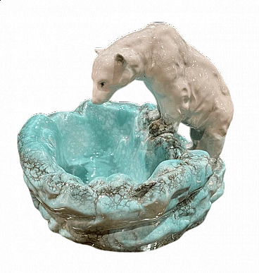Porcelain sculpture of polar bear on iceberg by Ditmar Urbach, 1930s