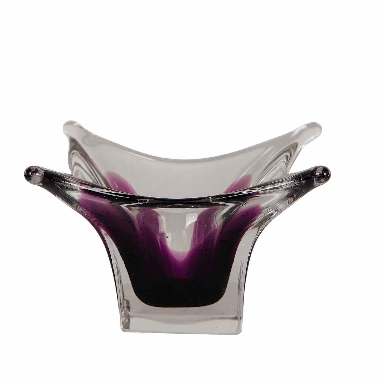 Centerpiece in transparent and purple Murano glass, 1970s 6