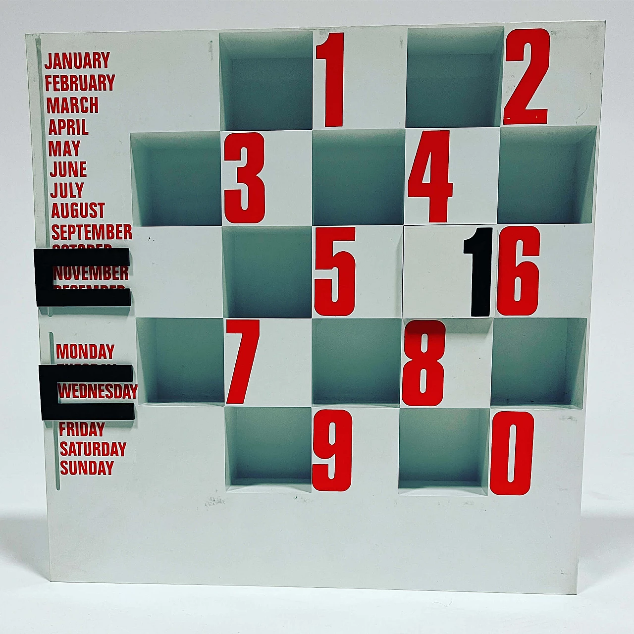 Calendario perpetuo da parete in plastica, anni '70 2