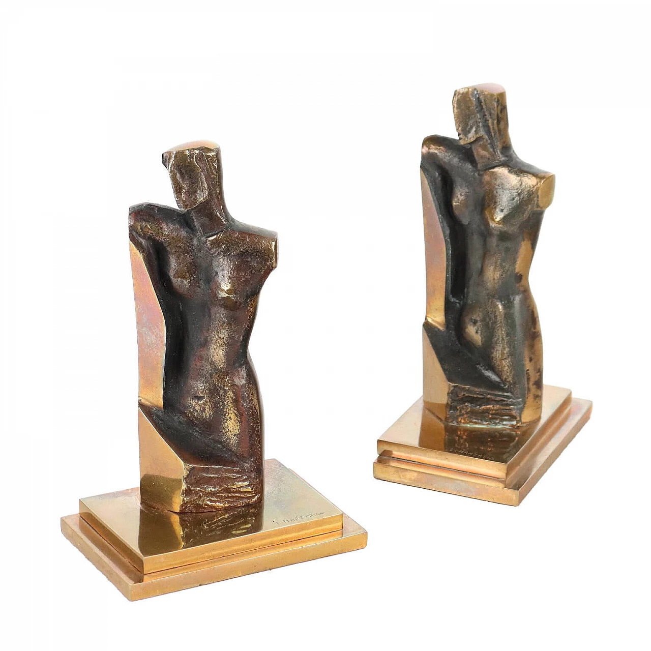 Luisa Marzatico, pair of nudes, bronze sculptures 1