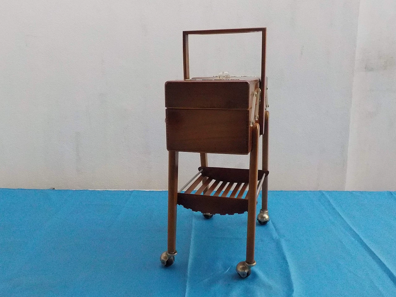 Walnut sewing cart, 1960s 16