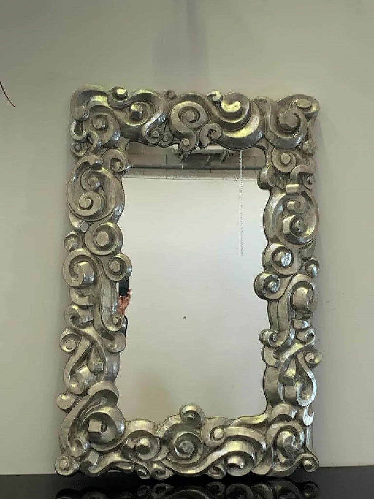 Specchio argentato in resina di Lam Lee Group, anni '90 1