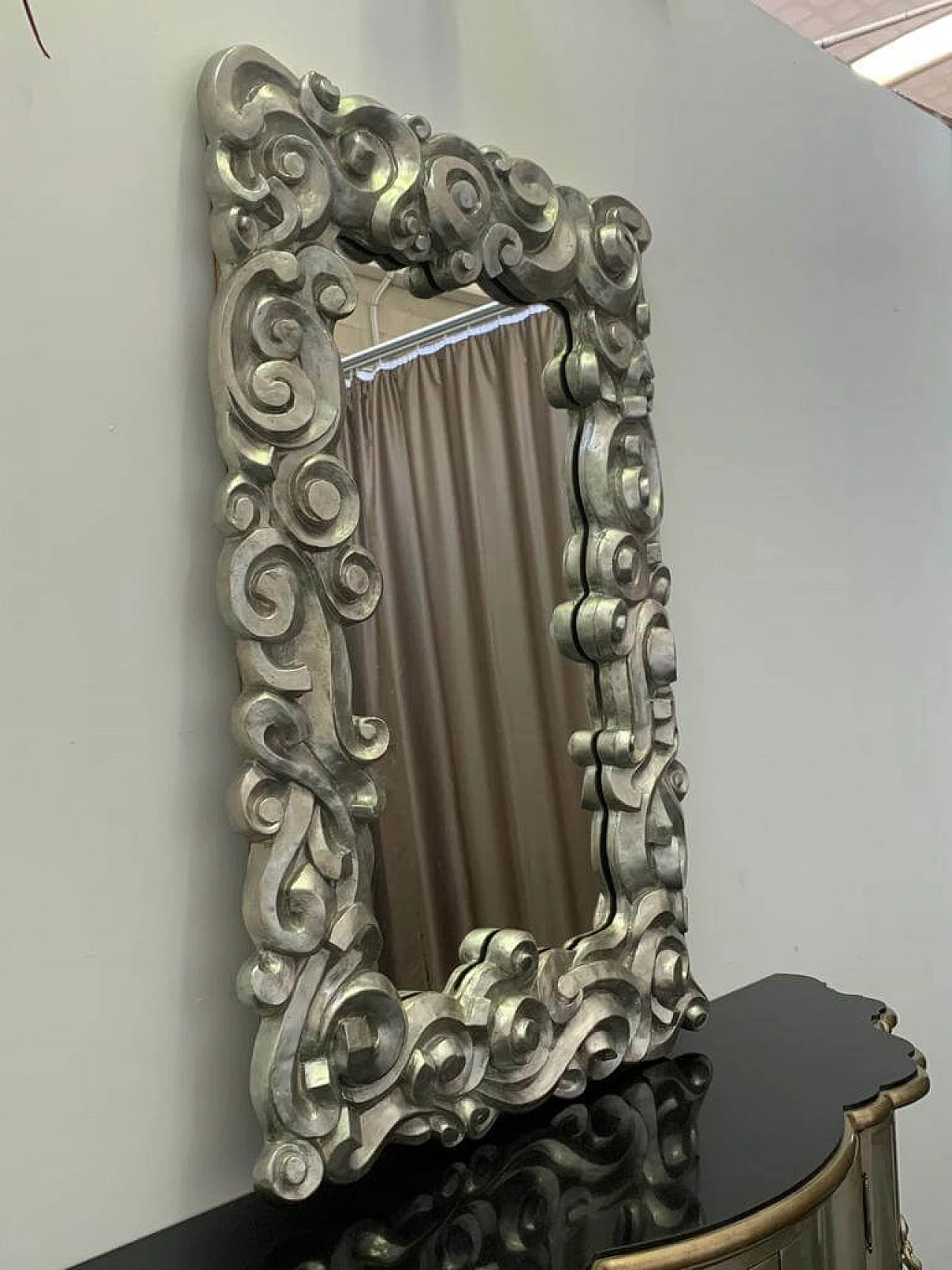 Specchio argentato in resina di Lam Lee Group, anni '90 3