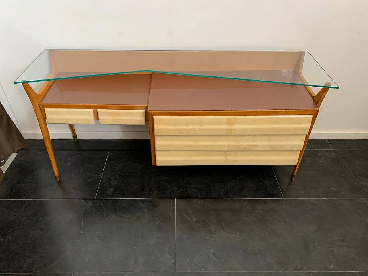Maple, parchment and glass chest of drawers attributed to Silvio Cavatorta, 1950s 3