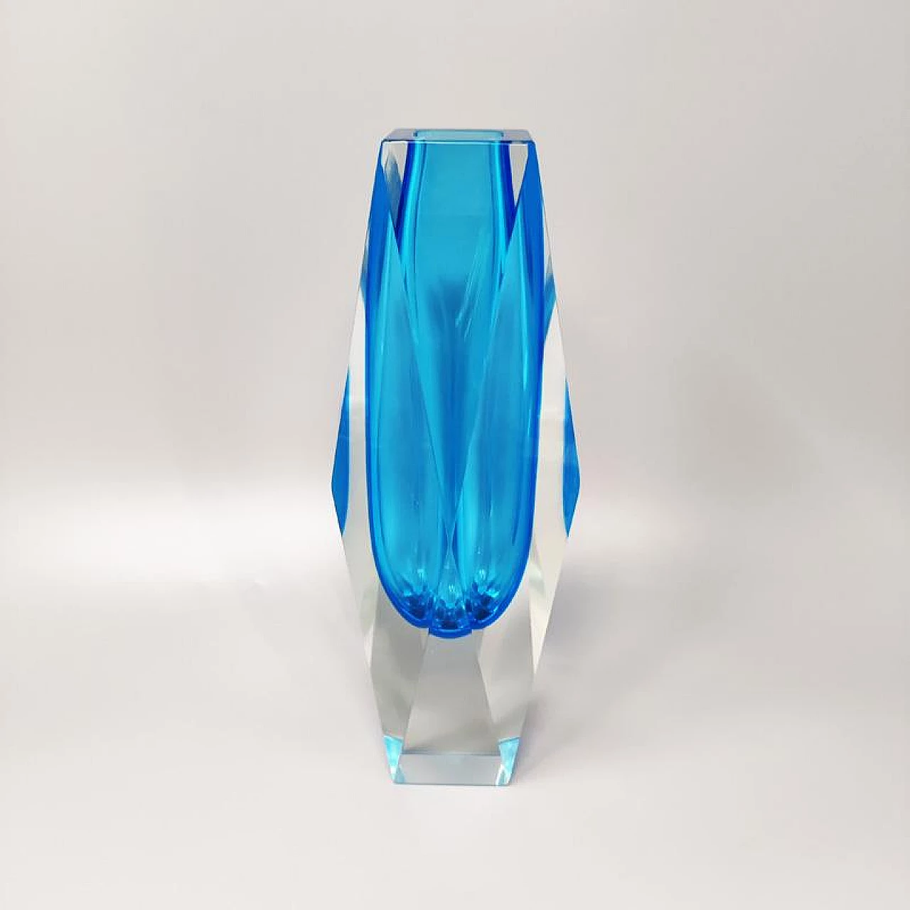 Vaso in vetro di Murano blu di Flavio Poli per Seguso, anni '60 1