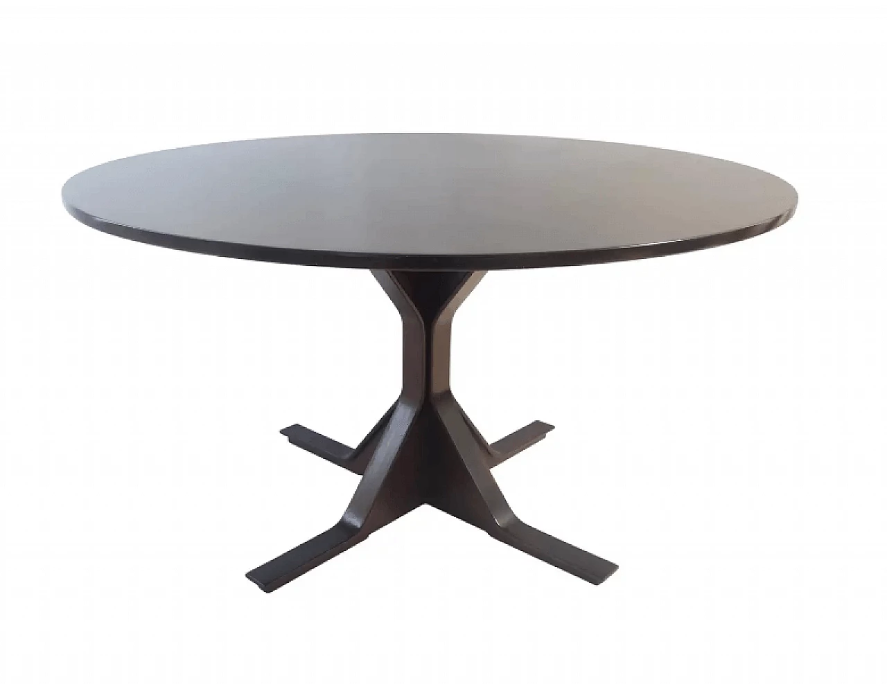 Round dining table in ebonised walnut by G. Frattini for Bernini, 1950s 1