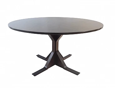 Round dining table in ebonised walnut by G. Frattini for Bernini, 1950s