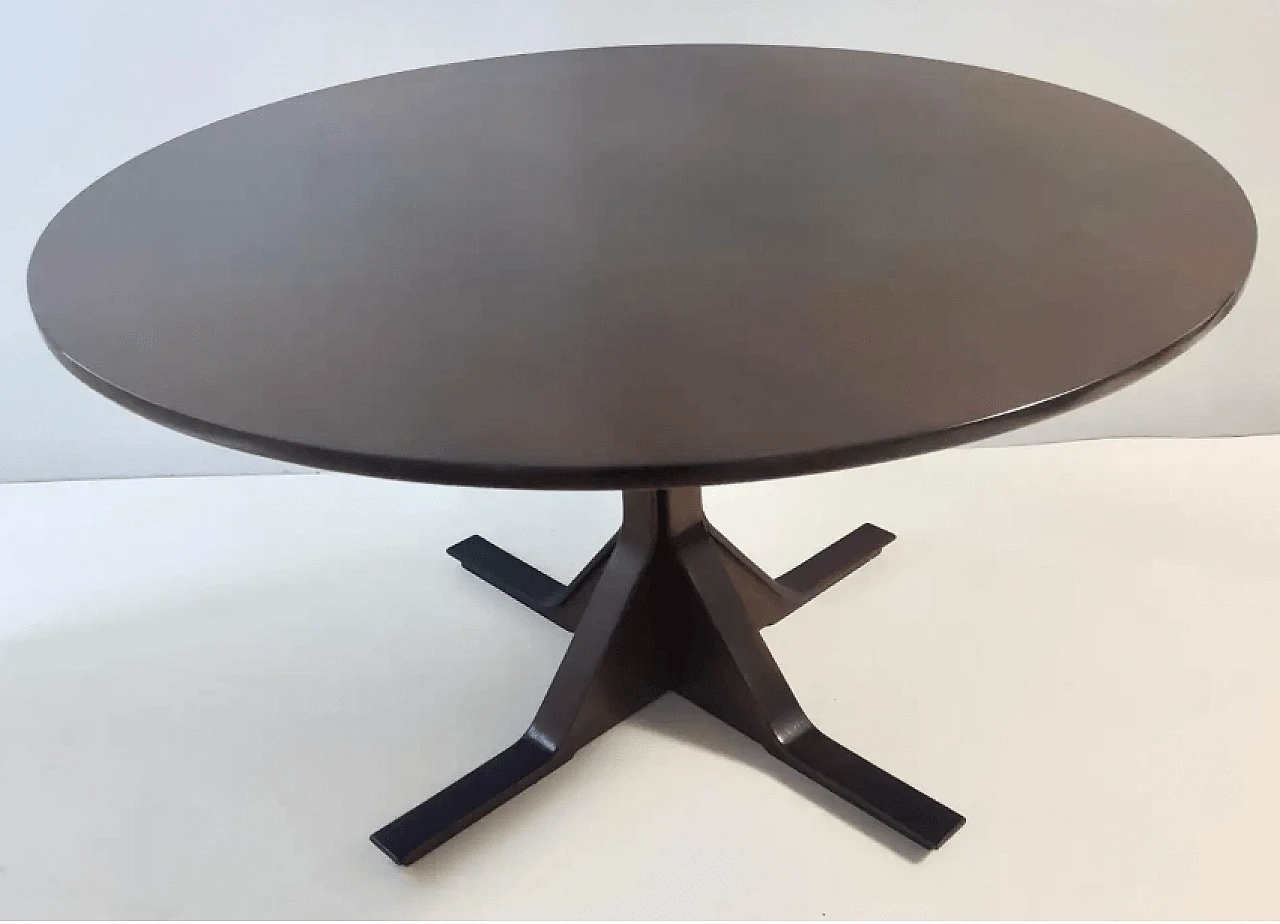 Round dining table in ebonised walnut by G. Frattini for Bernini, 1950s 4
