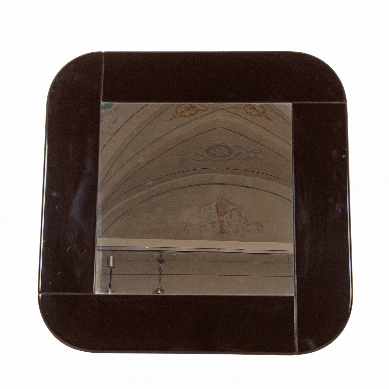 Square mirror with wooden frame, 1980s 5