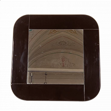 Square mirror with wooden frame, 1980s