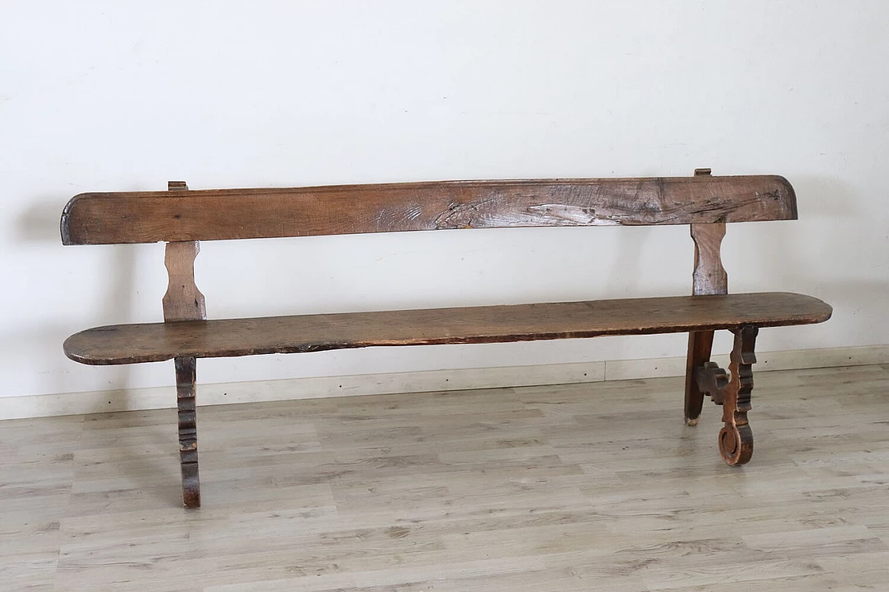 Solid chestnut bench, late 19th century 2