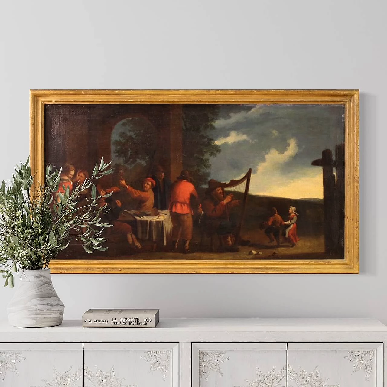 Scena di genere di contadini in festa, olio su tela, '600 14