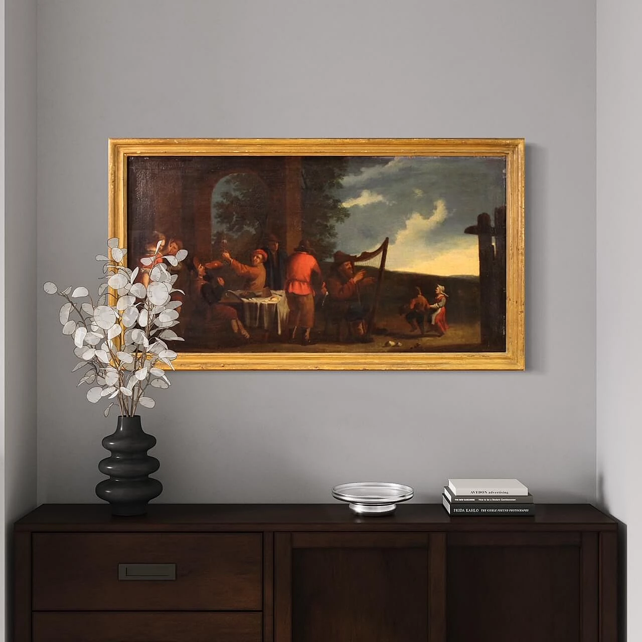 Scena di genere di contadini in festa, olio su tela, '600 15