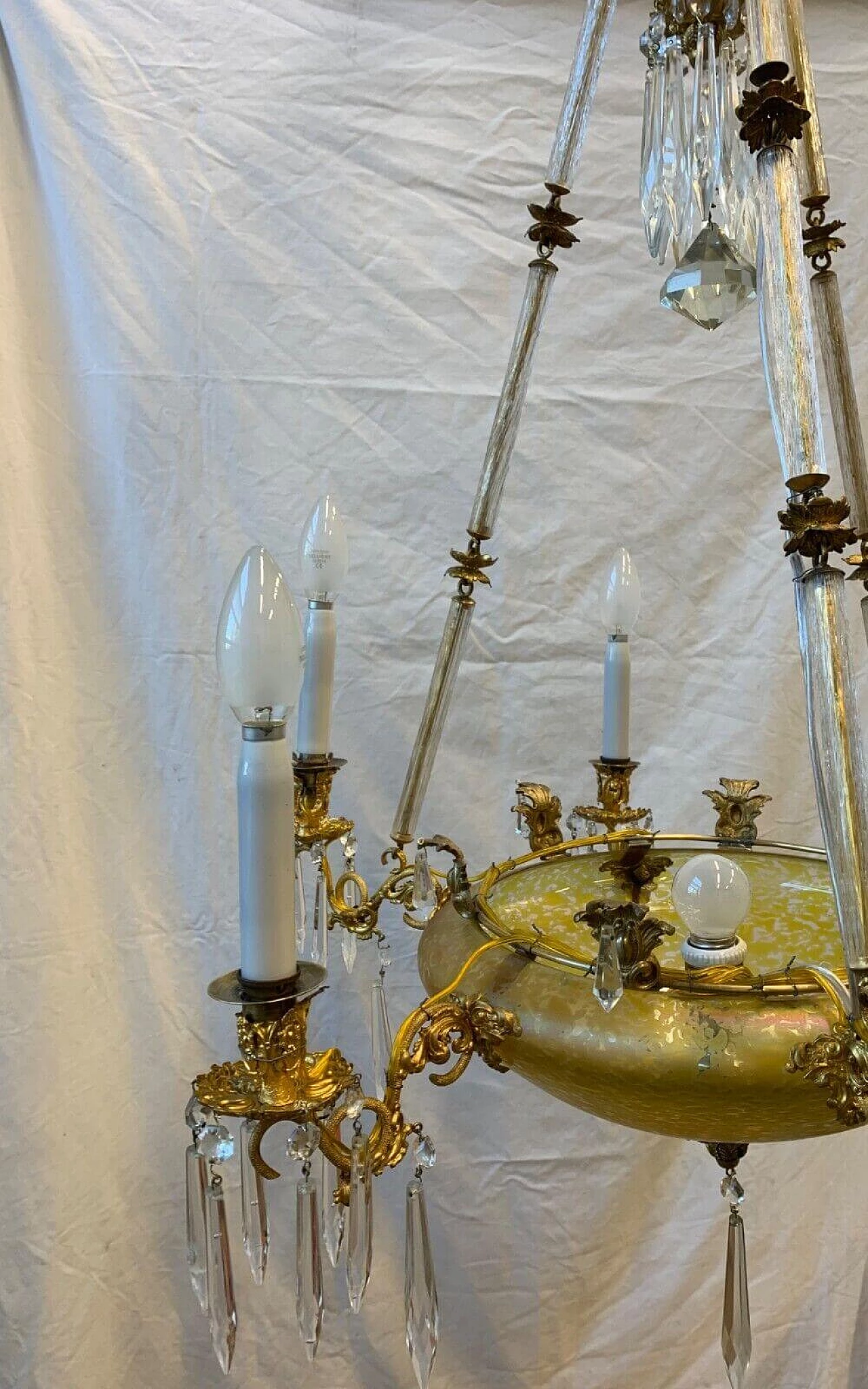 Austrian etched glass chandelier, early 20th century 1